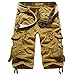 Leward Mens Casual Slim Fit Cotton Solid Multi-Pocket Cargo Camouflage Shorts