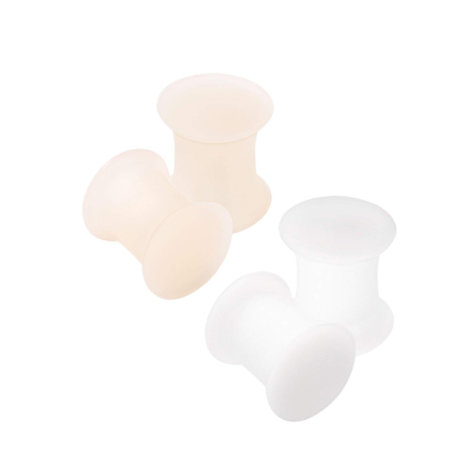 KJM FASHION 4PCS Silicone White 2g 6mm Double Flared Saddle Skin Ear Stretcher Plugs Flesh Earring Lobe Gauge Piercing Jewellery 2826