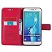 A-slim Galaxy S7 Wallet Case, (TM) Beauty Fashion Sun Pattern Embossed PU Leather Magnetic Flip Cover Card Holders & Hand Strap Wallet Purse Cover Case for Samsung Galaxy S7 - Red