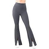 Women's Split Hem Flare Seamless Yoga Pants High Waisted Tummy Control No Front Seam Workout Leggings