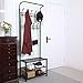 SONGMICS Entryway Coat Rack with Storage Shoe Rack Hallway Organizer 18 Hooks and 3-Tier Shelves Metal Black