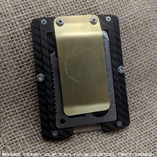 MultiWallet Metal head (Skull) Edition. Holstex Tactical Wallet Carbon Fiber Texture With Brass or Stainless Steel Front Plate. Multi tool and money clip. - Thumbnail 3