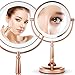Miusco 7X Magnifying Lighted Makeup Mirror, 8 Inch Two Sided White Daylight LED Shadow Free LED Vanity Mirror, Battery and Adapter, Rose Gold