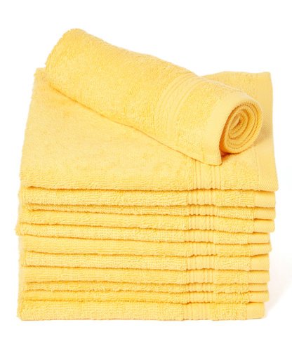 Luxury Cotton WashCloths, (12-Pack, 13 x 13 inches) - Easy Care, Fingertip Towels, Facial Towelettes, Cotton Hand Towels (Golden Yellow)