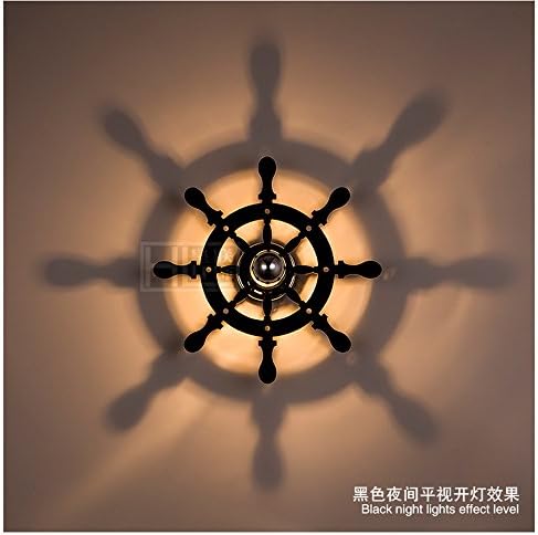 LIYAN Minimalist Wall Light Sconce E26/27 Base The Creative Ceiling Light led Bedroom Ceiling Light and Cozy Bedroom Sailor Captain Child Wall lamp Aisle Bedroom Black (40cm)
