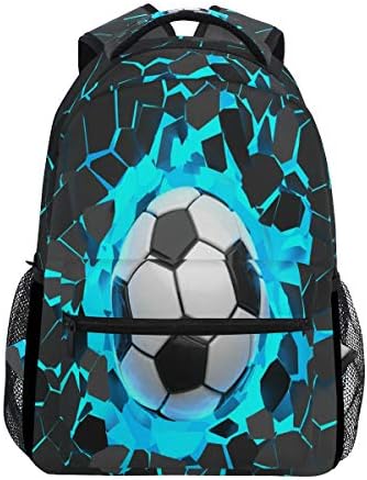 Hunihuni Soccer Crash Durable Backpack College School Book Shoulder Bag Daypack for Boys Girls Man Woman