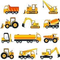 EYE CANDY SIGNS Construction Equipment Wall Decals Removable Wall Stickers Peel and Stick Art