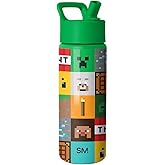 Simple Modern Summit Water Bottle with Straw Lid | Minecraft 18oz Stainless Steel Cup Insulated Tumbler for Girls, Boys, School | Minecraft Mashup