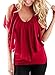 AlvaQ Womens Summer Sexy Chiffon Cold Shoulder V Neck Club Tunic Top Blouses Large Red