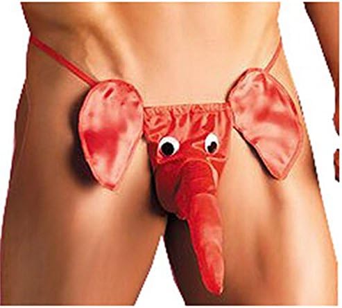 Lefox3 Sexy Mens Elephant Underwear Pouch Briefs Thongs Funny G-string T-back(DX01)- red