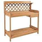 Potting Bench Outdoor Garden Work Bench Station Planting Solid Wood Construction