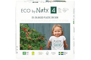 Eco by Naty Baby Diapers - Plant-Based Eco-Friendly Diapers, Great for Baby Sensitive Skin and Helps Prevent Leaking (Size 4, 156 Count)