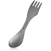 Navaris Titanium Spork Camping Utensil - 3-in-1 Fork, Spoon, Knife Cutlery Combo - Lightweight Metal Silverware for Backpacki