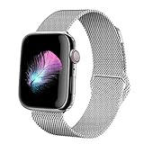 HILIMNY Compatible for Apple Watch Band 38mm 40mm 42mm 44mm, Stainless Steel Mesh Milanese Sport Wristband Loop with Adjustable Magnet Clasp for iWatch Series 1/2/3/4,Silver