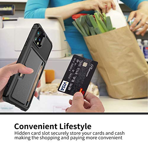 iPhone 11 Pro Max 2019 6.5 Case, Ranyi Carbon Fiber Wallet Case with Credit Card Holder Shock Absorbing Resilient TPU Rubber Defender Protective Case for 2019 6.5 Inch iPhone 11 Pro Max (Black) - Thumbnail 4