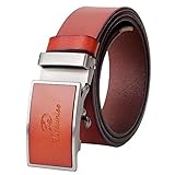 Vbiger Letter Buckle Men's Dress Belt Ratchet Belt 35mm Wide Strap (one size, Brown Plate)
