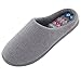 HomeIdeas Women's Comfort Memory Foam Distinctive House Slippers, Autumn Winter Indoor / Outdoor Shoes with Colour Stripe, Grey, Large / 9-10 B(M) US