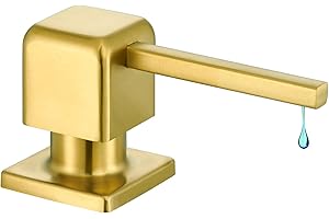 CREA Brushed Gold Soap Dispenser for Kitchen Sink, Kitchen Soap Dispenser Gold Square Built in Sink Soap Dispenser for Bathroom with 17 OZ Bottle