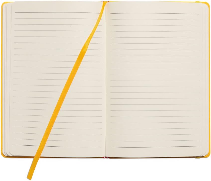 eBuyGB A5 Coloured Hardback Lined Paper Notebook, Yellow - Image 3