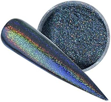 QIMEIYA 1 Jar Holographic Nail Powder Laser Rainbow Chrome Glitter Pigment DIY Nail Decorations