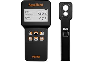 AquaHorti AH-PARUV Quantum PAR Meter,320-750nm. Red | Blue Light Seperate PPFD,Test UVA Radiation Intensity,3 and 13ft Cable. Record History PAR.