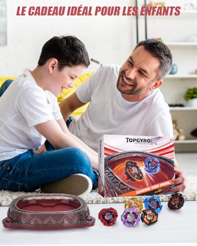 BGOVTAPO Stadium X Starter Kit - With 12 X Spinners, 3 Launchers & Battle Arena, Ultimate Competitive Spinning Top Battle Set, Gift for Kids, Boys, Girls Ages 6+