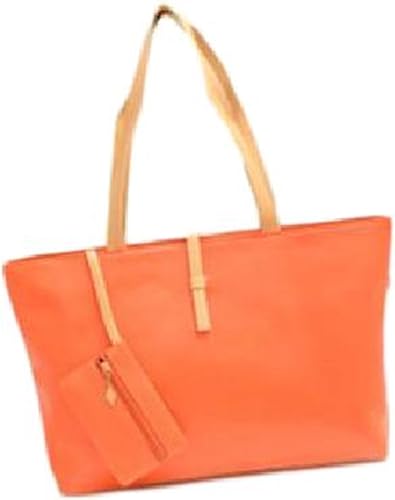 Amazon シンプル 無地 Pu レザー トート バッグ メンズ レディース 男女兼用 内 ポケット あり マザーズバッグ トートバッグ オレンジ トートバッグ