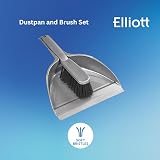 Elliott Dustpan and Brush Set Durable Plastic Pan Rubber Lip Silver view 2