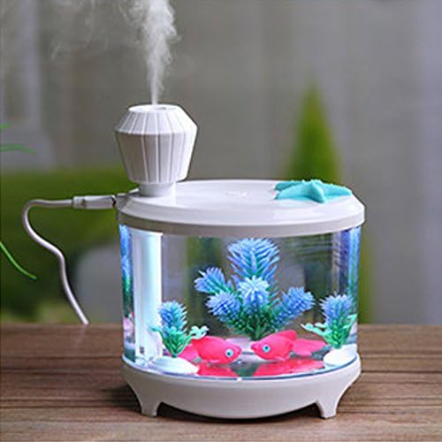 WQWL2016 Upgraded Version USB 4-IN-1 460ML Ultrasonic Cool Mist Fish Tank Humidifier Purifier Filter With LED Breathing Night Light Portable Humidifier Aroma Stem Diffuser For Home Office Use (White)