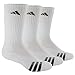 adidas Men's Cushioned Crew Socks (3-Pair), White/Black/Granite/Light Onix, Large