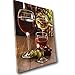 BANBERRY DESIGNS Lighted Wine Canvas Wall Art - LED Print - Wine Glasses with Wine Bottle and Grapes - Measures 16