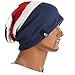 FORBUSITE Mens Slouchy Long Oversized Beanie Knit Cap for Summer Winter B08 (Navy/Red/White)