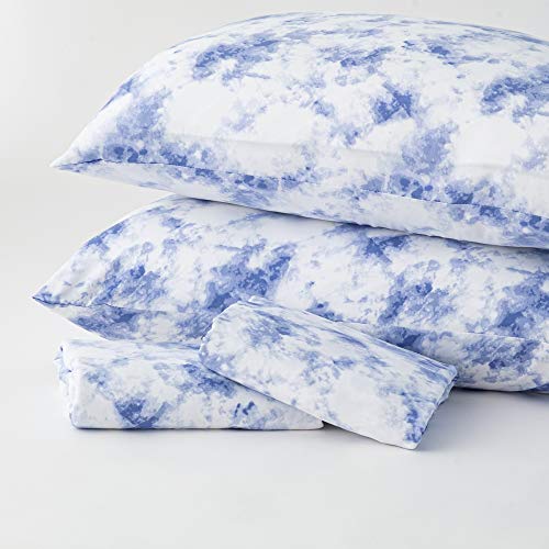Dawn 4Piece Microfiber Sheet and Pillowcase Set in Blue Tie Dye Fits