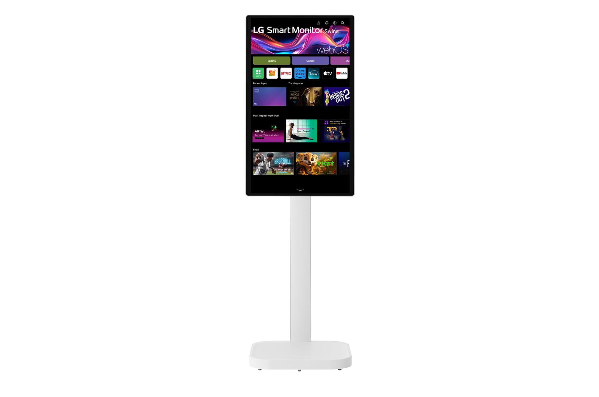 LG Smart Monitor Swing 32U889SA-W 32 Zoll 4K UHD IPS Touch Monitor, webOS 24, AirPlay, ThinQ, HDR10, 95% DCI-P3, rollbarer Standfuß, 1x USB-C (65W), 2X HDMI 2.0, Weiß 4
