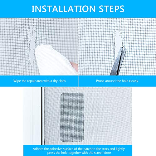 WIWAPLEX Door/Window Screen Repair Patch Set, 20 Sheet Strong Self Adhesive & Waterproof Fiberglass Holes Cover Mesh Sticky Wires Patches, 3-Size (4" x 4") (4" x 2") (2" x 2")