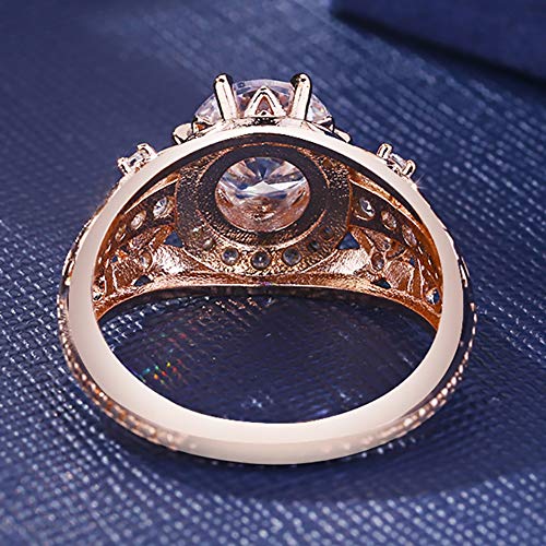 DesirePath Cubic Zirconia Ring 14K Rose Gold Plated Halo Engagement Wedding Rings for Women