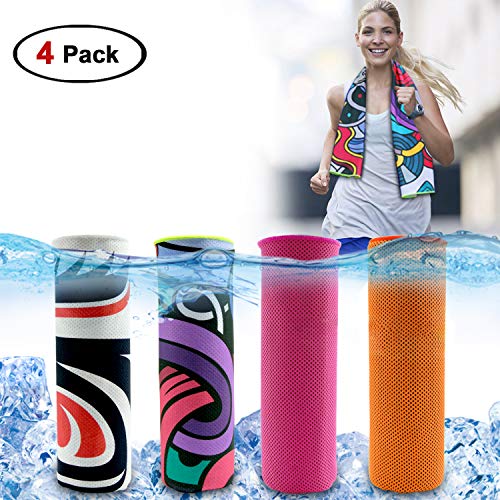 IDEATECH Instant Cooling Towels, 40"x12" Chilly Towels -UPF 50+ Cooling Ice Towels for Sports, Workout, Fitness, Gym, Yoga, Pilates, Travel, Camping (Dazzle Color+Orange+ Rose Red+Grey) - Thumbnail 7