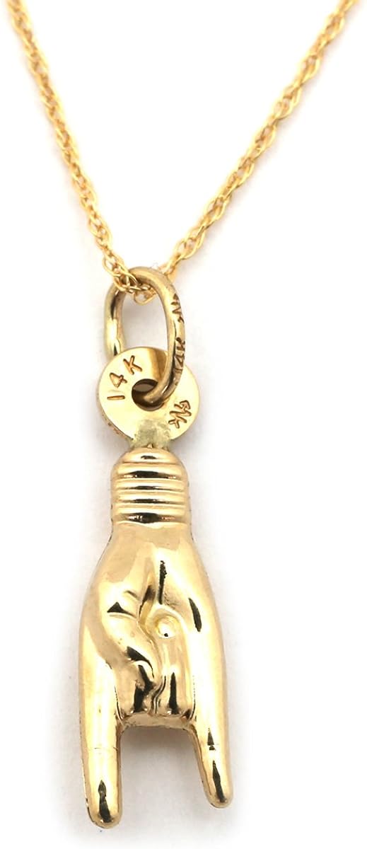 Beauniq 14k Yellow Gold Devil Horns Good Luck Hand Pendant Necklace Pendant only Amazon.co.uk