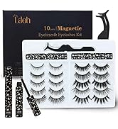 LASHIDOL 10 Pairs Magnetic Eyelashes Set with Magnetic Eyeliner Kit, Reusable 3D Magnetic False L...