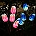 Outdoor Solar Garden Stake Lights, SOUBUN 2 Pack Waterproof Multi-Color Changing LED Solar Powered Decorative Lights with 8 Tulip Flower for Garden, Patio, Backyard (Pink and White)