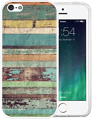 For iPhone SE Case, LAACO Beautiful Clear TPU Case Rubber Silicone Skin Cover for iPhone 5/5S/SE - Nostalgic wood design