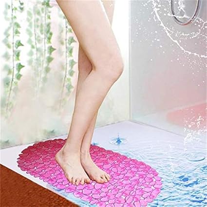 Krevia Bath mat Rubber Suction Anti Slip Shower Mat Bathroom Mat Antimicrobial Non Slip Shower Mat - 1pc Assorted Color