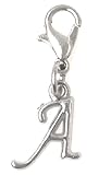 Letter Initial Stainless Steel Clasp Clip on Charm