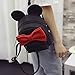 Women Kid Girls Cartoon PU Leather Mouse Ear Bow Backpack Shoulder School Mini Travel Satchel Casual Bag Black