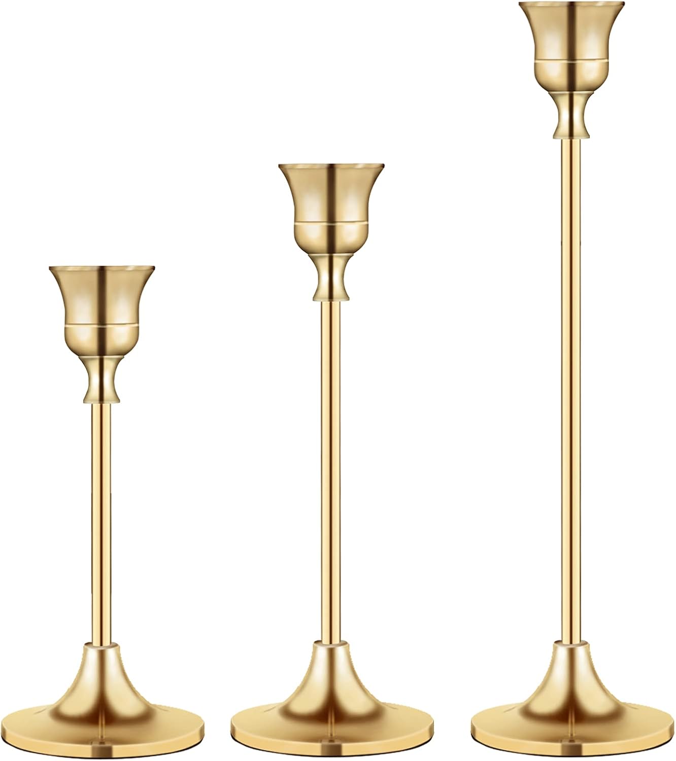 Candlestick Holders Taper Candle Holders, Brass Gold Candlestick Holder Set 3 Pcs Candle Stick Holders kit Decorative Candlestick Stand for Wedding Party Dinning (Brass Gold): Kitchen & Dining