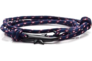 Heavstjer Fashion Plated Black Alloy Shark Tail Hook Colorful Rope Link Bracelet