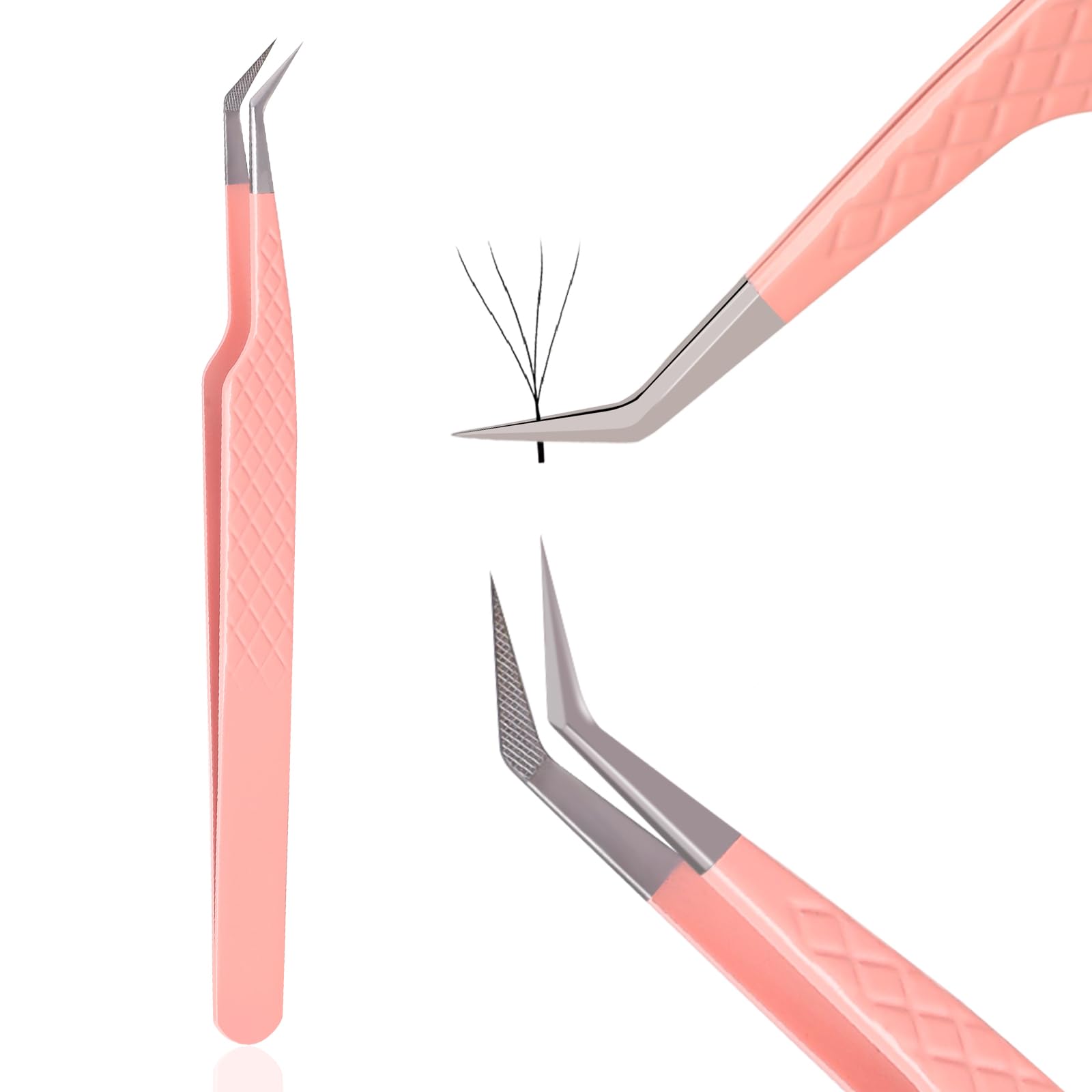 Eyelash Extension Tweezers, High Precision Fiber Tip Lash Tweezer Professional 45 Degree Volume Nano Fiber Tip Tweezers for Lash Extension Supplly