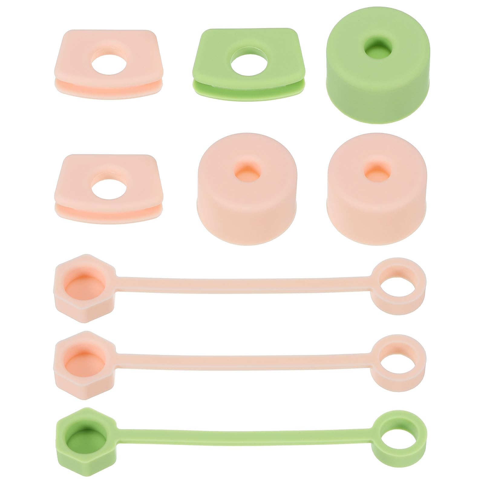 PATIKIL Silicone Spill Stopper for Straw Cup 1.0 2.0 40oz/ 30oz, Set of 9 Tumbler Accessories Including 3 Straw Cover Cap, 3 Square Spill Stopper and 3 Round Leak Stopper, Green/Pink