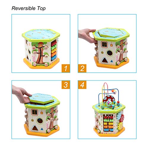 LAVIEVERT 9in1 Wooden Play Cube Activity Center Multifunctional Bead