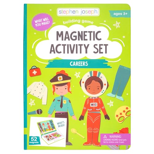 Stephen Joseph, Kids Magnetic Activity Set, 50 Magnet Pieces and 10 Double Sided Cards, Screen-Free Fun, Ideal Travel Activity for Kids, Ideal for Ages 3+, Careers
